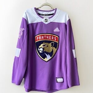 Fl Panthers official pro Adidas jersey hockey fights cancer purple Size 50